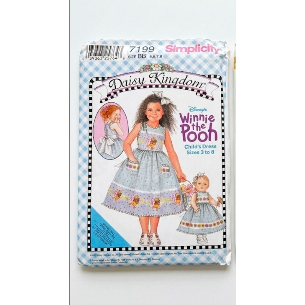 Simplicity Daisy Kingdom Disney Winnie The Pooh Dress Pattern 7199 Size 5-8